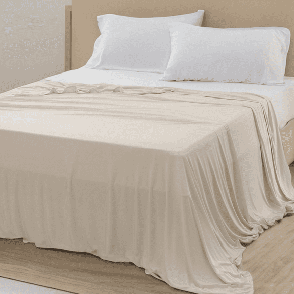 Cooling Blanket Queen-Beige Summer Lightweight Breathable Blanket with Rayon Derived from Bamboo