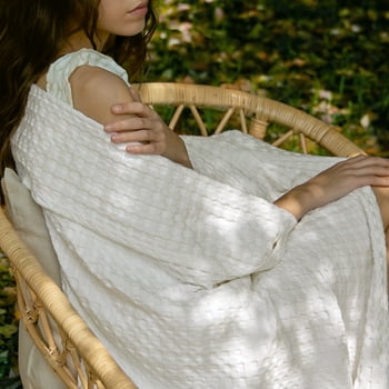 Cozy Comfort Cooling Cotton Waffle Blanket Twin XL,Breathable Rayon Derived from Bamboo Blanket,White,65x89 inches