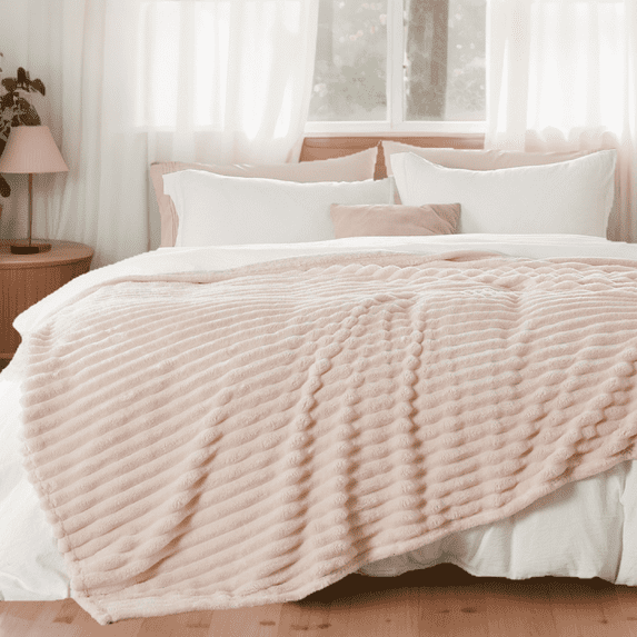 U by Bedsure Crystal Pink Fleece Throw Blanket for Couch - Super Soft Cozy Blankets for Women, Girls, 50x60 inches