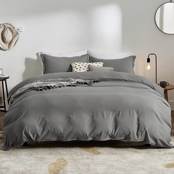 U by Bedsure Dark Grey Twin Soft Prewashed Duvet Cover , 2 Pieces, 1 Duvet Cover 68x90 with Zipper Closure and 1 Pillow Sham