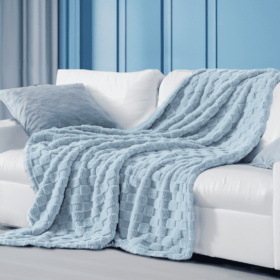 U by Bedsure Dream Blue Fleece Blanket for Couch - Super Soft Cozy Blankets for Women,Girls, 50x60 inches