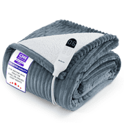 U by Bedsure Electric Blanket Heated Throw - Soft Ribbed Flannel Heated Blanket, Fast Heating Electric Throw with 6 Heating Levels & 4 Time Settings, 3 Hours Auto-Off, 50x60 inches, Grey