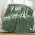 thumbnail image 1 of Cozy Comfort Electric Blanket Heated Throw - Soft Ribbed Flannel Heated Blanket, Fast Heating Electric Throw with 6 Heating Levels & 4 Time Settings, 3 Hours Auto-Off (50x60 inches, Green), 1 of 7