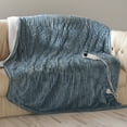 thumbnail image 1 of Cozy Comfort Electric Blanket Heated Throw - Soft Ribbed Flannel Heated Blanket, Fast Heating Electric Throw with 6 Heating Levels & 4 Time Settings, 3 Hours Auto-Off (50x60 inches, Grey), 1 of 6