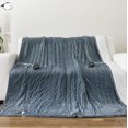 thumbnail image 1 of Cozy Comfort Electric Blanket King - Soft Ribbed Flannel Heated Blanket with Dual Control, Fast Heating Blanket with 10 Heating Levels & 10 Time Settings, 8 Hours Auto-Off (90x100 inches, Grey), 1 of 7