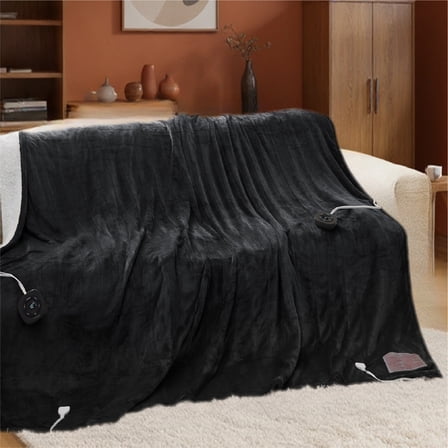 U by Bedsure Flannel Electric Blanket Queen, Flannel Heated Blanket with 10 Heat Settings, with 10 Time Settings, 8 hrs Timer Auto Shut Off, and Dual Control, 84x90 inches, Black
