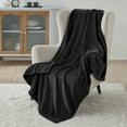 thumbnail image 1 of Cozy Comfort Fleece Blanket Black - 300GSM Throw Blankets, Soft Lightweight Throws for Toddlers, Kids, 1 of 7