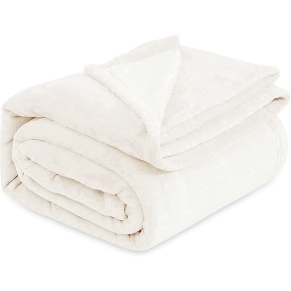 U by Bedsure Fleece Blanket Queen Blanket Cream, 260GSM Soft Lightweight Plush Fuzzy Cozy, 89X89 inches