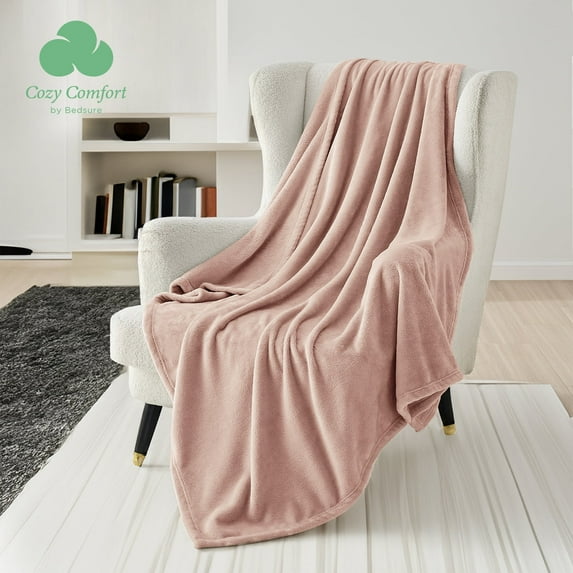 Cozy Comfort Fleece Blanket Twin Blanket - Dusty Pink Lightweight Soft Cozy Blanket,60×80 inches