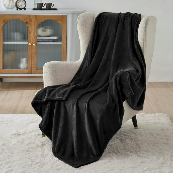 Cozy Comfort Fleece Blanket Twin Size Black - Lightweight Soft Cozy Blankets and Throws, 60X80 inches
