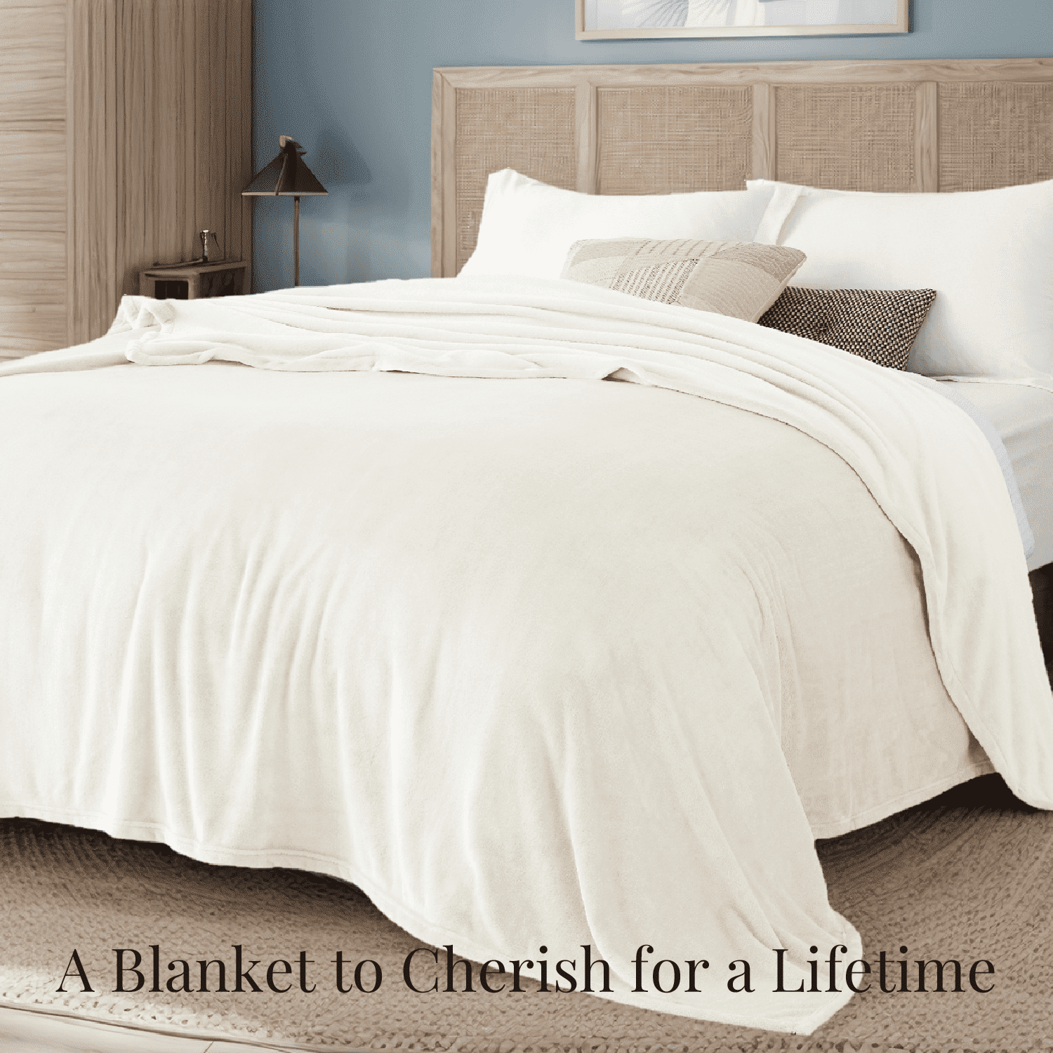 U by Bedsure Fleece Blankets King Size Cream, 260GSM Soft Lightweight Plush Cozy Fuzzy, 107X89 inches