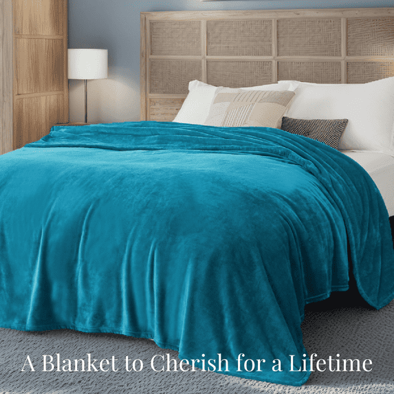 U by Bedsure Fleece Blankets King Size Teal, 260GSM Soft Lightweight Plush Cozy Fuzzy, 107X89 inches