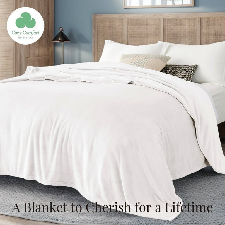 Bedsure Warm Fluffy Thick Fleece Blankets King Size, White
