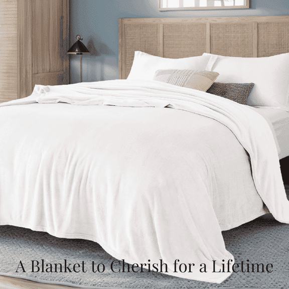U by Bedsure Fleece Blankets King Size White, 260GSM Soft Lightweight Plush Cozy Fuzzy,107X89 inches