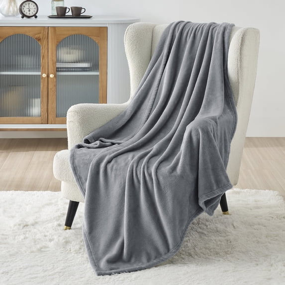 U by Bedsure Fleece Throw Blanket for Couch Grey, 260GSM Lightweight Plush Fuzzy Cozy Soft Blankets and Throws for Sofa, 49x59 inches