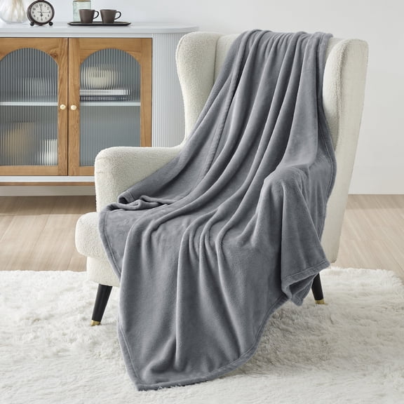 U by Bedsure Fleece Throw Blanket for Couch Grey, 260GSM Lightweight Plush Fuzzy Cozy Soft Blankets and Throws for Sofa, 49x59 inches