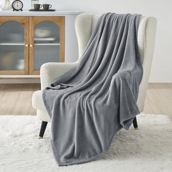 U by Bedsure Fleece Throw Blanket for Couch Grey, 260GSM Lightweight Plush Fuzzy Cozy Soft Blankets and Throws for Sofa, 49x59 inches