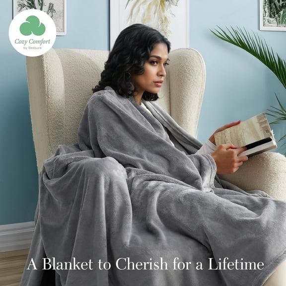 U by Bedsure Fleece Throw Blanket for Couch Grey, 260GSM Lightweight Plush Fuzzy Cozy Soft Blankets and Throws for Sofa, 49x59 inches