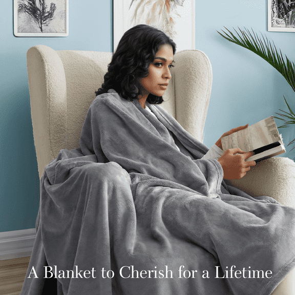 U by Bedsure Fleece Throw Blanket for Couch Grey, 260GSM Lightweight Plush Fuzzy Cozy Soft Blankets and Throws for Sofa, 49x59 inches