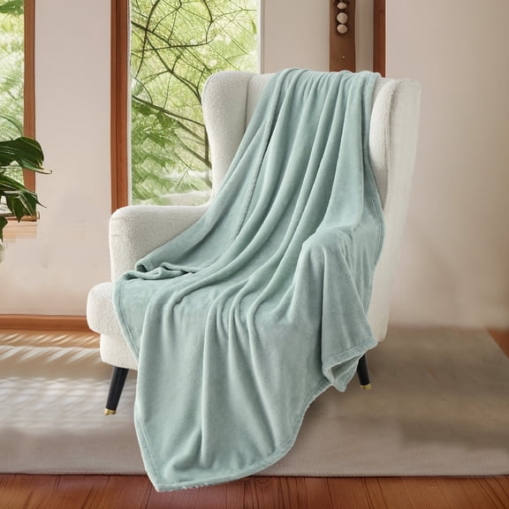 U by Bedsure Fleece Throw Blanket for Couch Sage Green, 260GSM Lightweight Plush Fuzzy Cozy Soft Blankets and Throws for Sofa, 49x59 inches