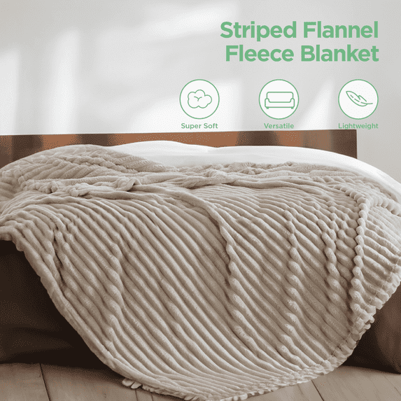 U by Bedsure Fleece Throw Blanket for Couch - Super Soft Cozy Blankets for Women, Girls, 50x60 inches Linen