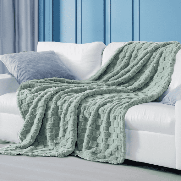 U by Bedsure Fleece Twin Blanket for Couch - Super Soft Cozy Blankets for Women,Girls, 60x80 inches, Sage Green