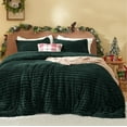 thumbnail image 1 of U by Bedsure 3 Pieces Fluffy Comforter Set, Super Soft Faux Fur Fleece Queen Bedding Set, 1 Luxury Shaggy Mallard Green Comforter with 2 Pillowcases, 1 of 7
