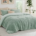 thumbnail image 1 of U by Bedsure 3 Pieces Fluffy Comforter Set, Super Soft Faux Fur Fleece Queen Bedding Set, 1 Luxury Shaggy Fuzzy Jadeite Green Comforter with 2 Pillowcases, 1 of 7