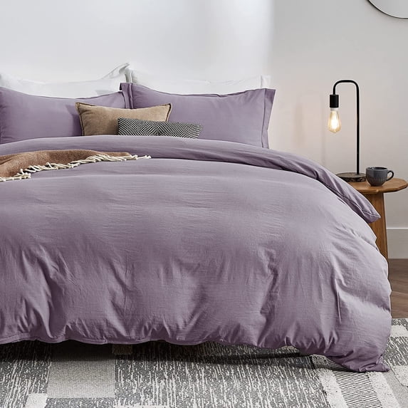 U by Bedsure Grayish Purple Duvet Cover Full Size - Soft Prewashed Full Duvet Cover Set, 3 Pieces, 1 Duvet Cover 80x90 Inches with Zipper Closure and 2 Pillow Shams