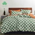 thumbnail image 1 of Green Checkered Comforter Set,3 Pieces, 1 Queen Fluffy Grid Plaid Bedding Set, with 2 Pillow Shams, 1 of 5