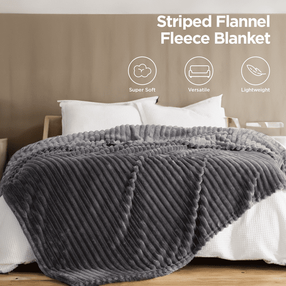 U by Bedsure Grey Fleece King Blanket for Couch - Super Soft Cozy Blankets for Women, Girls