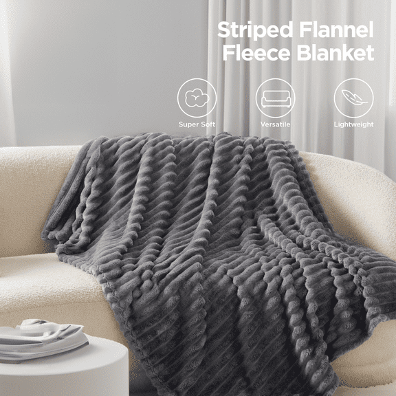 U by Bedsure Grey Fleece Throw Blanket for Couch - Super Soft Cozy Blankets for Women, Girls, 50x60 inches