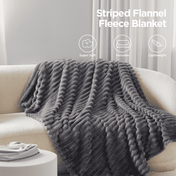 U by Bedsure Grey Fleece Throw-XL Blanket for Couch - Super Soft Cozy Blankets for Women, Girls, 50x70 inches