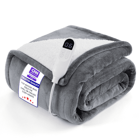 U by Bedsure Heated Blanket Electric Blanket, Soft Flannel Electric Throw, with 4 Time Settings, 6 Heat Settings, and 3 hrs Timer Auto Shut Off, 50x60 inches, Grey
