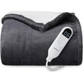 thumbnail image 1 of Cozy Comfort Heated Blanket Electric Throw, with 4 Time Settings, 6 Heat Settings, and 3 hrs Timer Auto Shut Off (50×60 inches, Dark Grey), 1 of 6