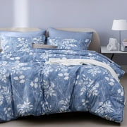 U by Bedsure King Size Comforter Set - 7 Pieces Blue Floral Bedding Sets King Bed in a Bag with Reversible Botanical Flowers Comforter, Sheets, Pillowcases & Shams (King, Blue)