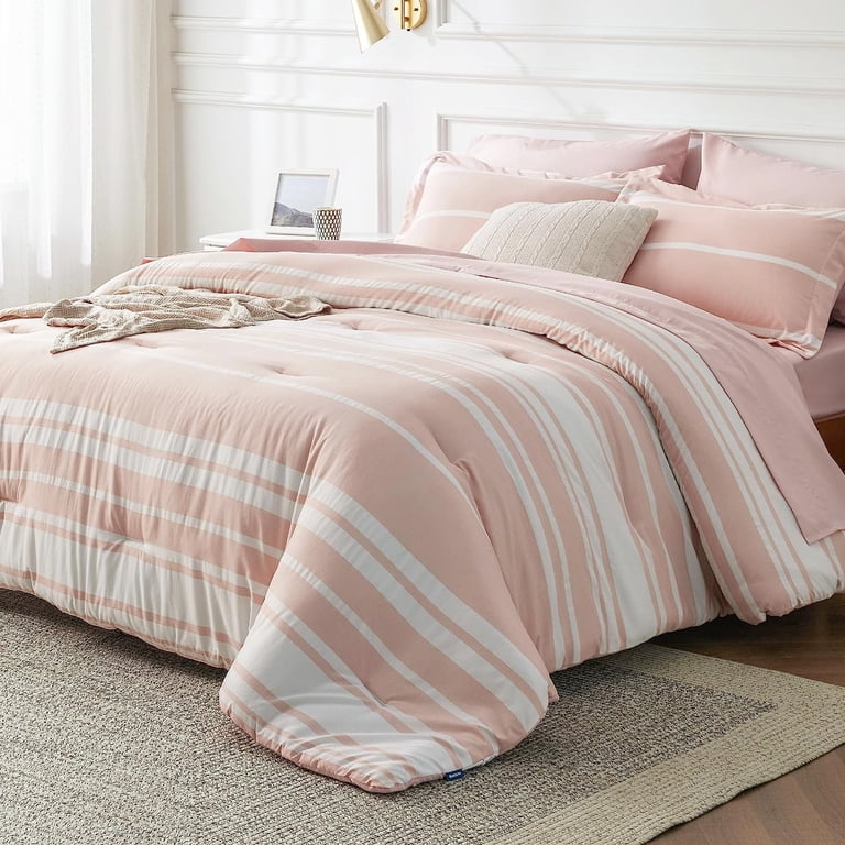 Cozy Comfort Light Pink Comforter Set Queen Pieces, Light Pink