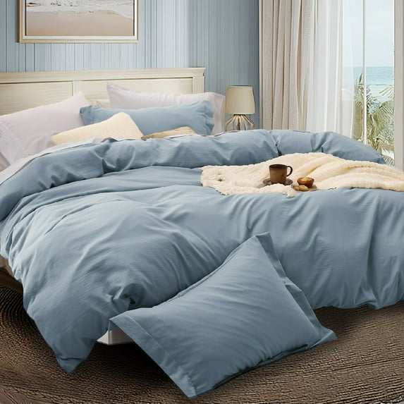 U by Bedsure Queen Duvet Cover Set 3 Pieces, Mineral Blue Bedding Sets