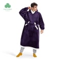 thumbnail image 1 of Cozy Comfort Ovesized Wearable Blanket Hoodie Side Split and Belt, Long Sherpa Fleece Blanket Sweatshirt with Warm Big Hood, Purple, 1 of 7