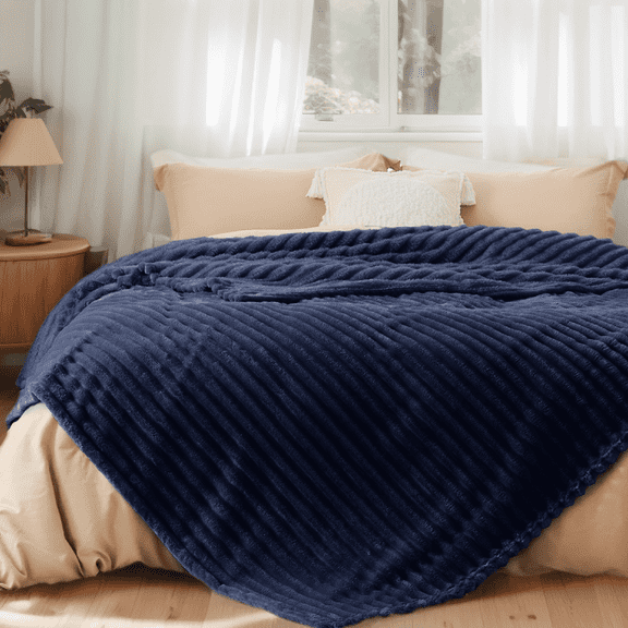 U by Bedsure Pageant Blue Fleece Throw Blanket for Couch - Super Soft Cozy Blankets for Women, Girls, 50x60 inches