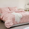 thumbnail image 1 of Pink Comforter Set Queen - Bed in a Bag Queen 7 Pieces, Pintuck Bedding Sets Pink Bed Set with Comforter, Sheets, Pillowcases & Shams, 1 of 6
