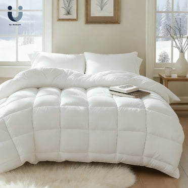 CozyComfort Quilted Comforters Queen Size, All Season Down Alternative, Cooling Fluffy Soft Bedding, Machine Washable with 8 Corner Tabs (White, 88x88 Inches)