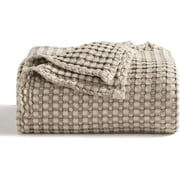 Cozy Comfort Queen Cooling Cotton Waffle Blanket, Rayon Derived from Bamboo, Taupe,90x90 inches