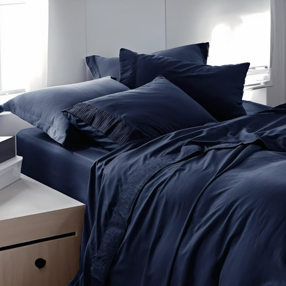 U by Bedsure Queen Sheet Set - Soft Sheets for Queen Bed, 4 Pieces Navy Sheets , Polyester Microfiber material Cooling Bed Sheet Set