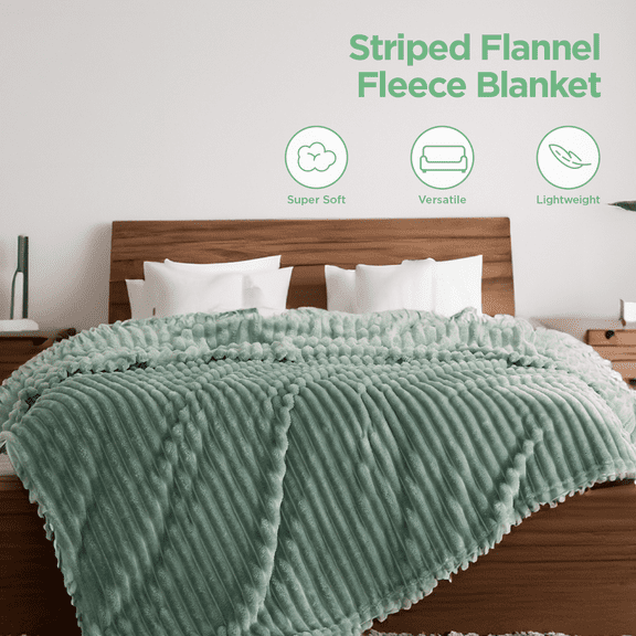 Cozy Comfort Sage Green Fleece Throw Blanket for Couch - Super Soft Cozy Blankets for Women, Girls, 50x60 inches