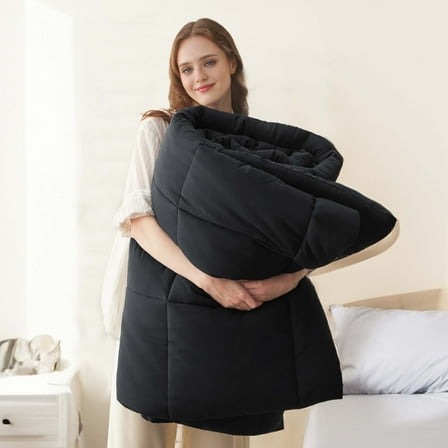 U by Bedsure All Season Down Alternative Comforter Duvet Insert, Machine Washable Quilted Reversible Duvet Insert with Corner Tabs, Black, King Size, 102x90 inches