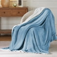 thumbnail image 1 of Sherpa Fleece Blanket Twin Size Washed Blue - Thick and Warm, Soft Fuzzy Blanket, 60x80 Inches, 1 of 6