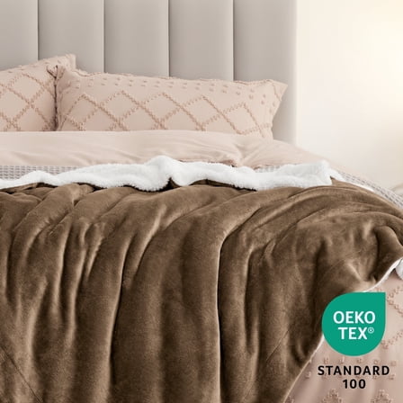 Cozy Comfort Sherpa Fleece King Blanket Camel - Thick and Warm Blankets, Soft Fuzzy Large Blanket,108x90 inches