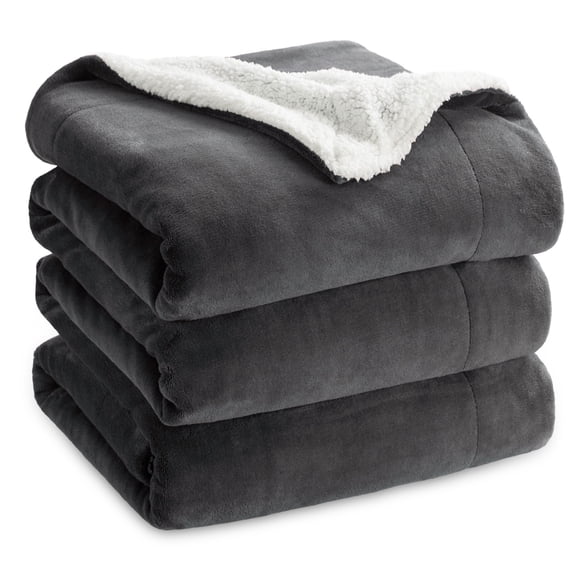 U by Bedsure Sherpa Fleece King Blanket Charcoal - Thick Warm Blankets, Soft Large Blanket,108x90 inches