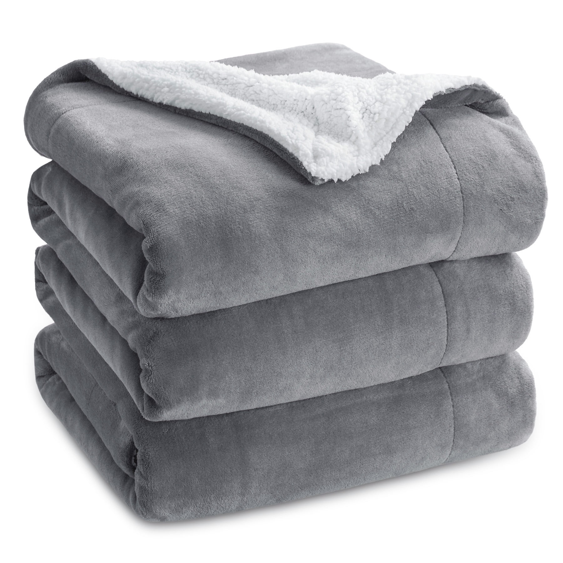 U by Bedsure Sherpa Fleece King Size Blanket Grey - Thick and Warm Blankets, Soft and Fuzzy,108x90 Inches